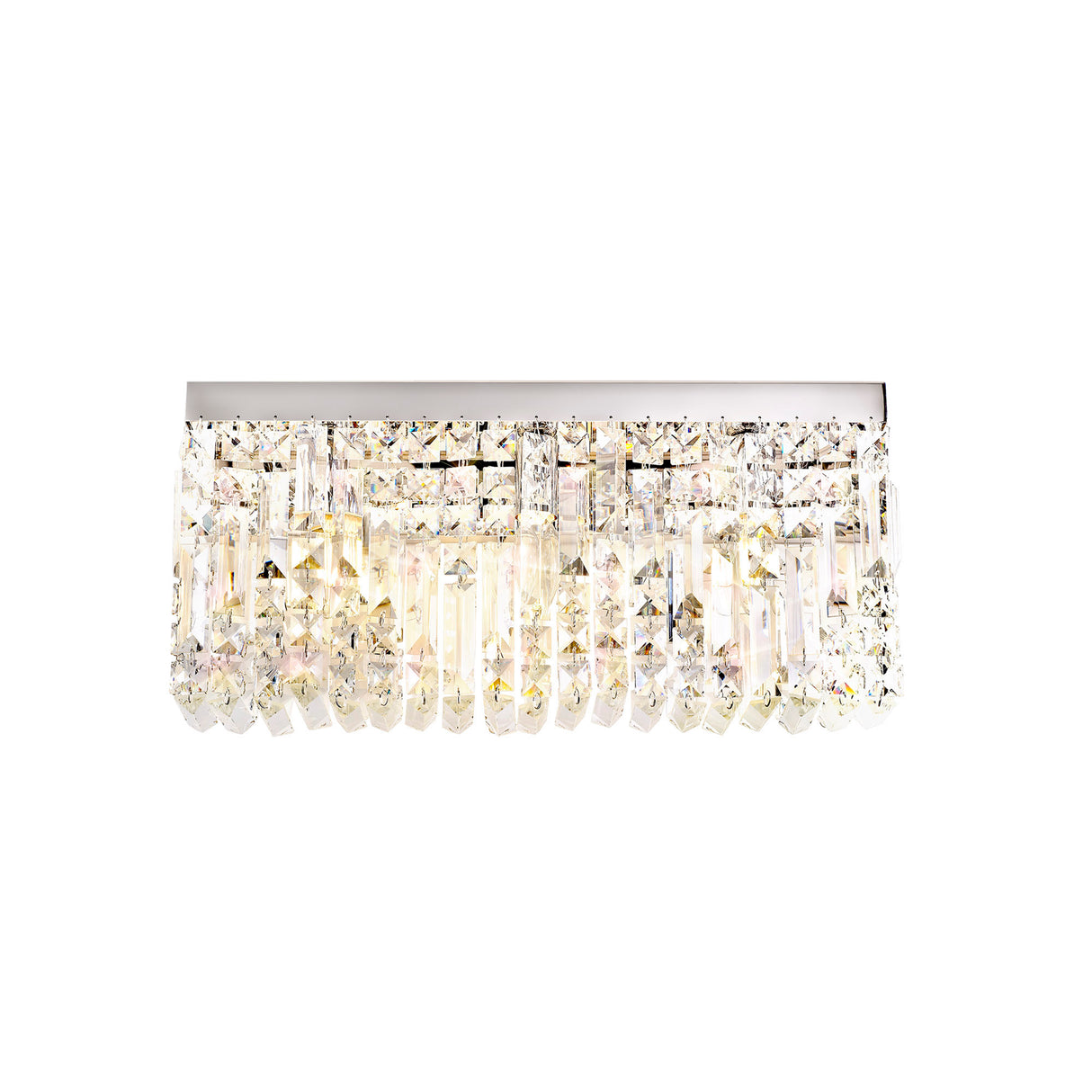 Devine 50x24cm Rectangular Large Wall Lamp, 3 Light E14, Polished Chrome/Crystal