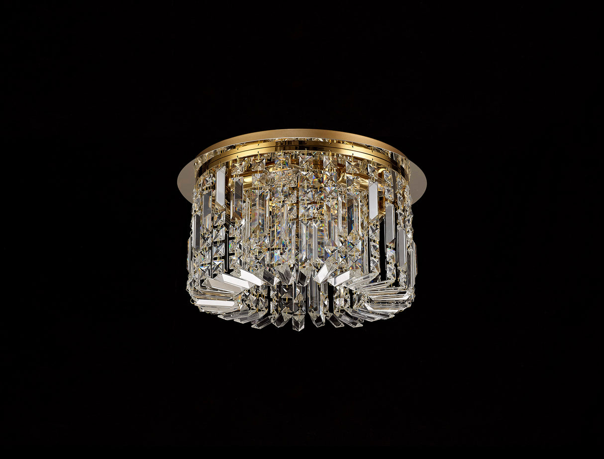 Devine 45cm Round Flush Chandelier, 5 Light E14, Gold/Crystal