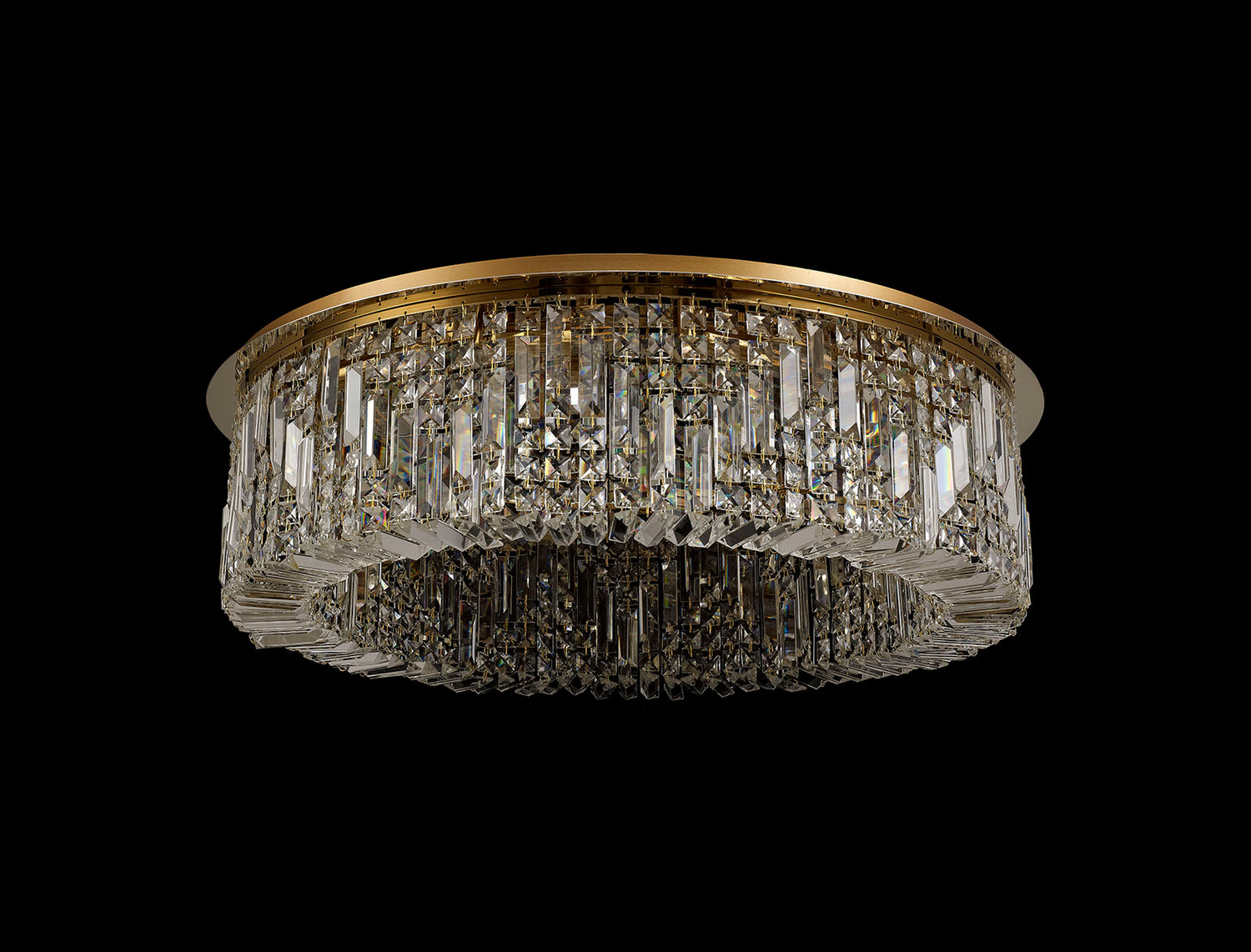 Devine 85cm Round Flush Chandelier, 12 Light E14, Gold/Crystal Item Weight: 21kg