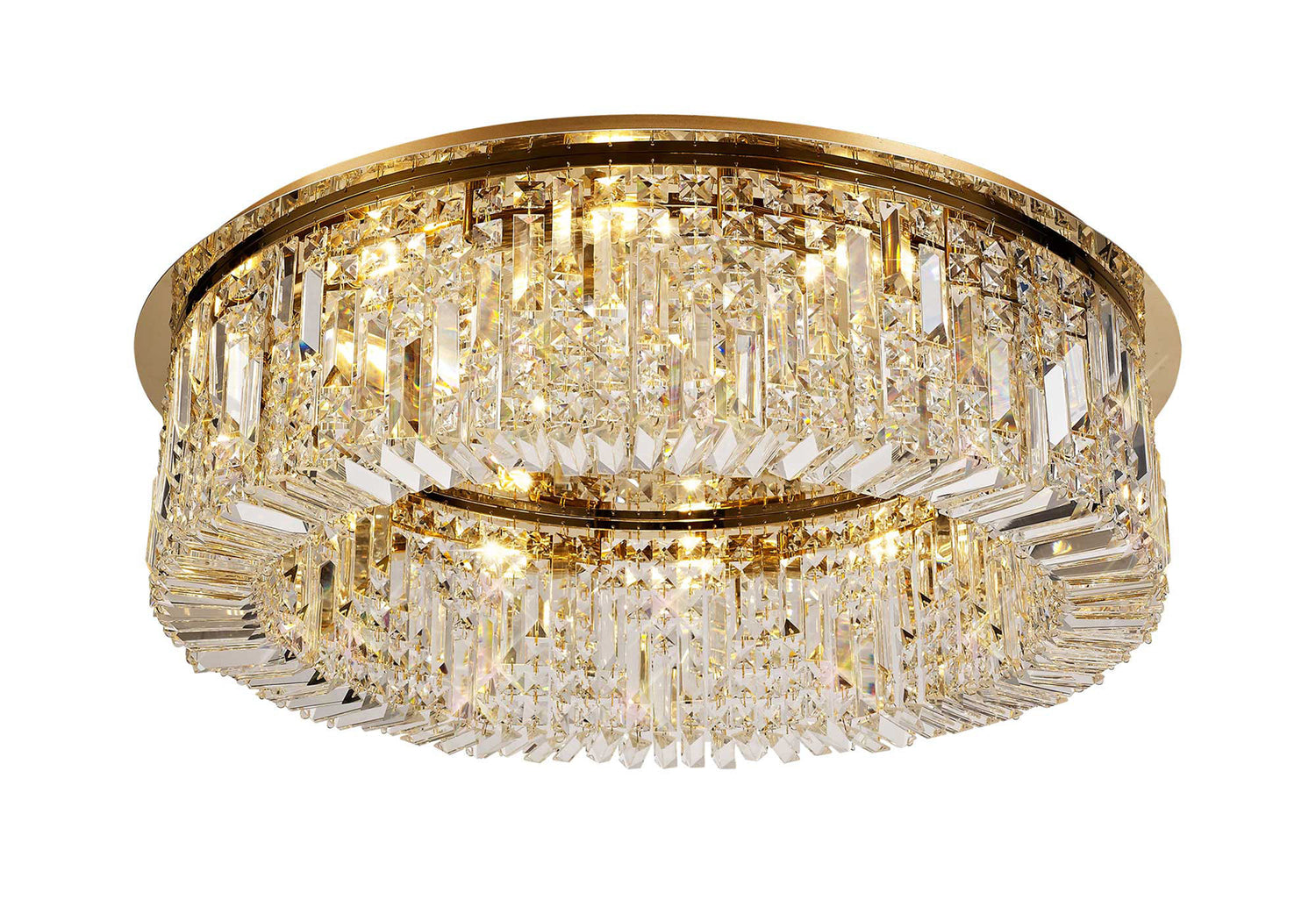 Devine 85cm Round Flush Chandelier, 12 Light E14, Gold/Crystal Item Weight: 21kg