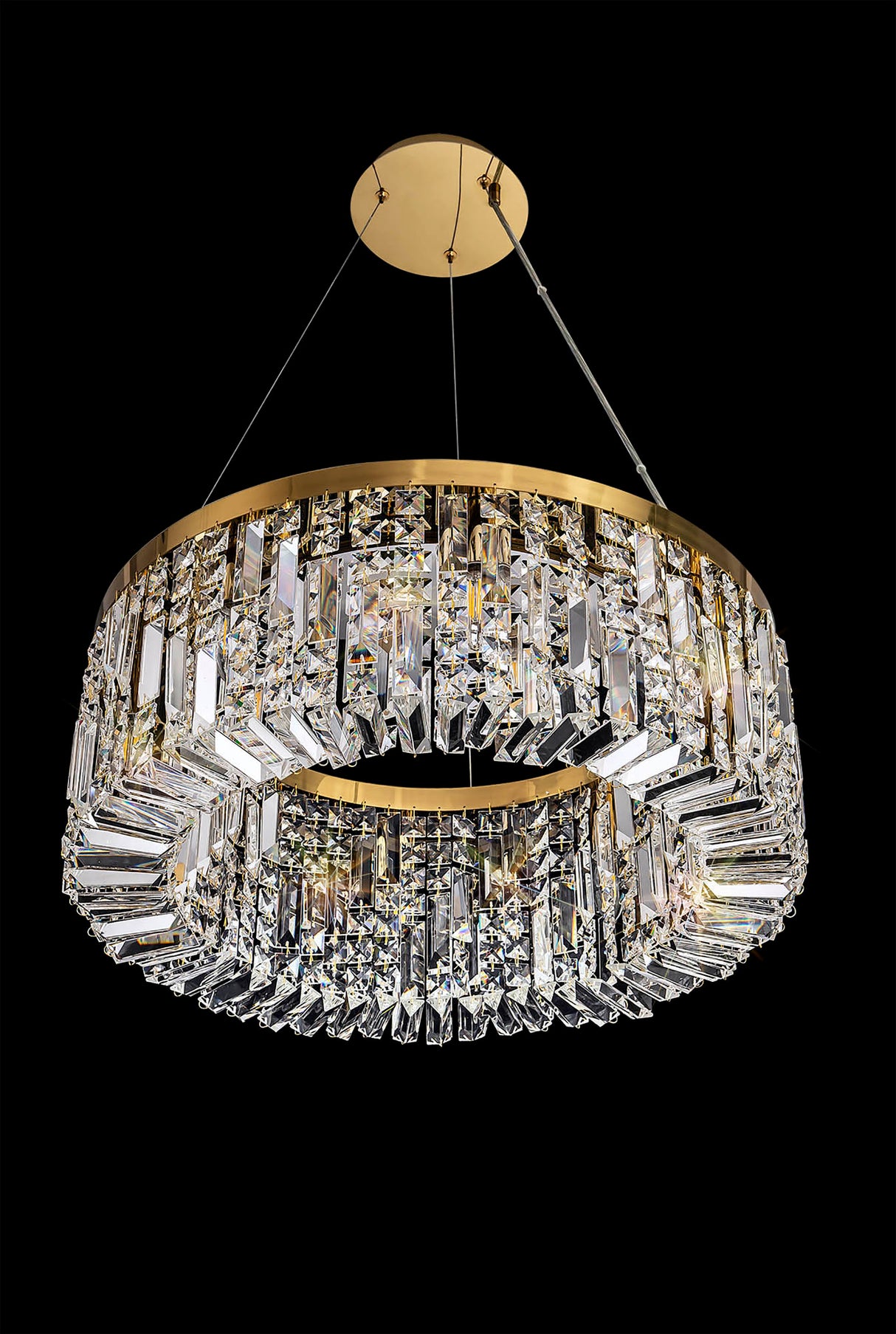 Devine 60cm Round Pendant Chandelier, 8 Light E14, Gold/Crystal
