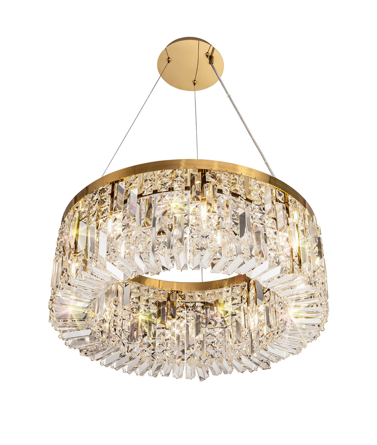 Devine 60cm Round Pendant Chandelier, 8 Light E14, Gold/Crystal
