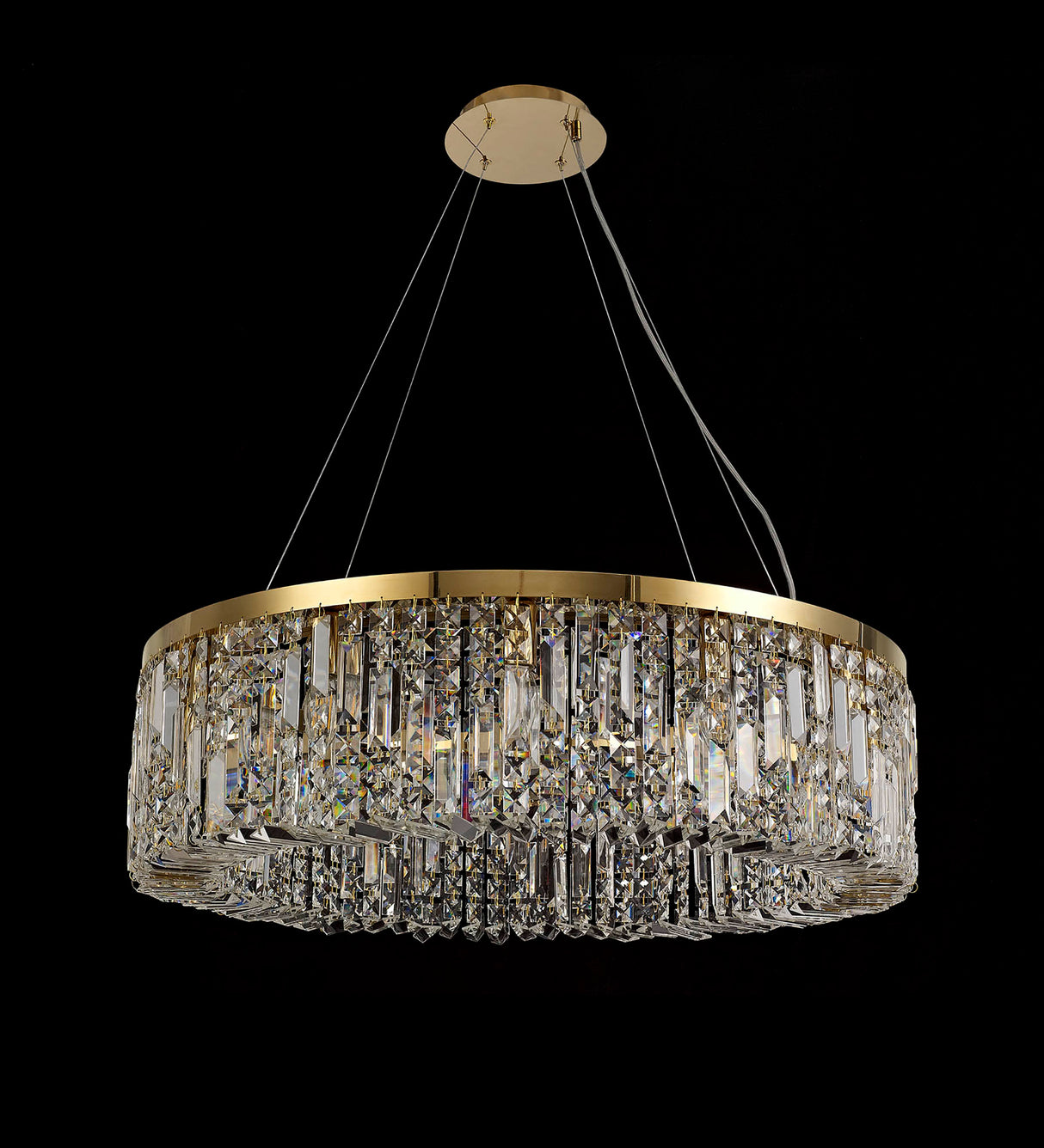 Devine 80cm Round Pendant Chandelier, 12 Light E14, Gold/Crystal Item Weight: 16.8kg