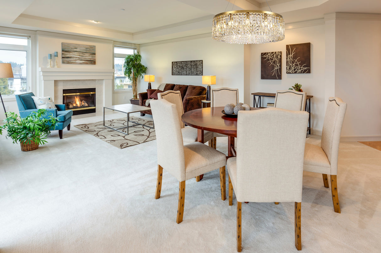 Devine 80cm Round Pendant Chandelier, 12 Light E14, Gold/Crystal Item Weight: 16.8kg