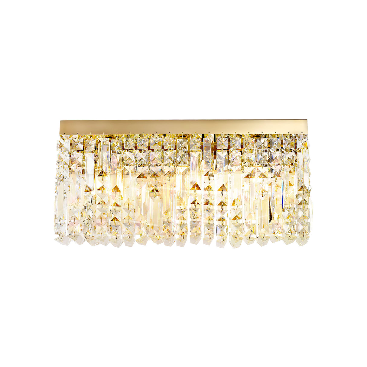 Devine 50x24cm Rectangular Large Wall Lamp, 3 Light E14, Gold/Crystal