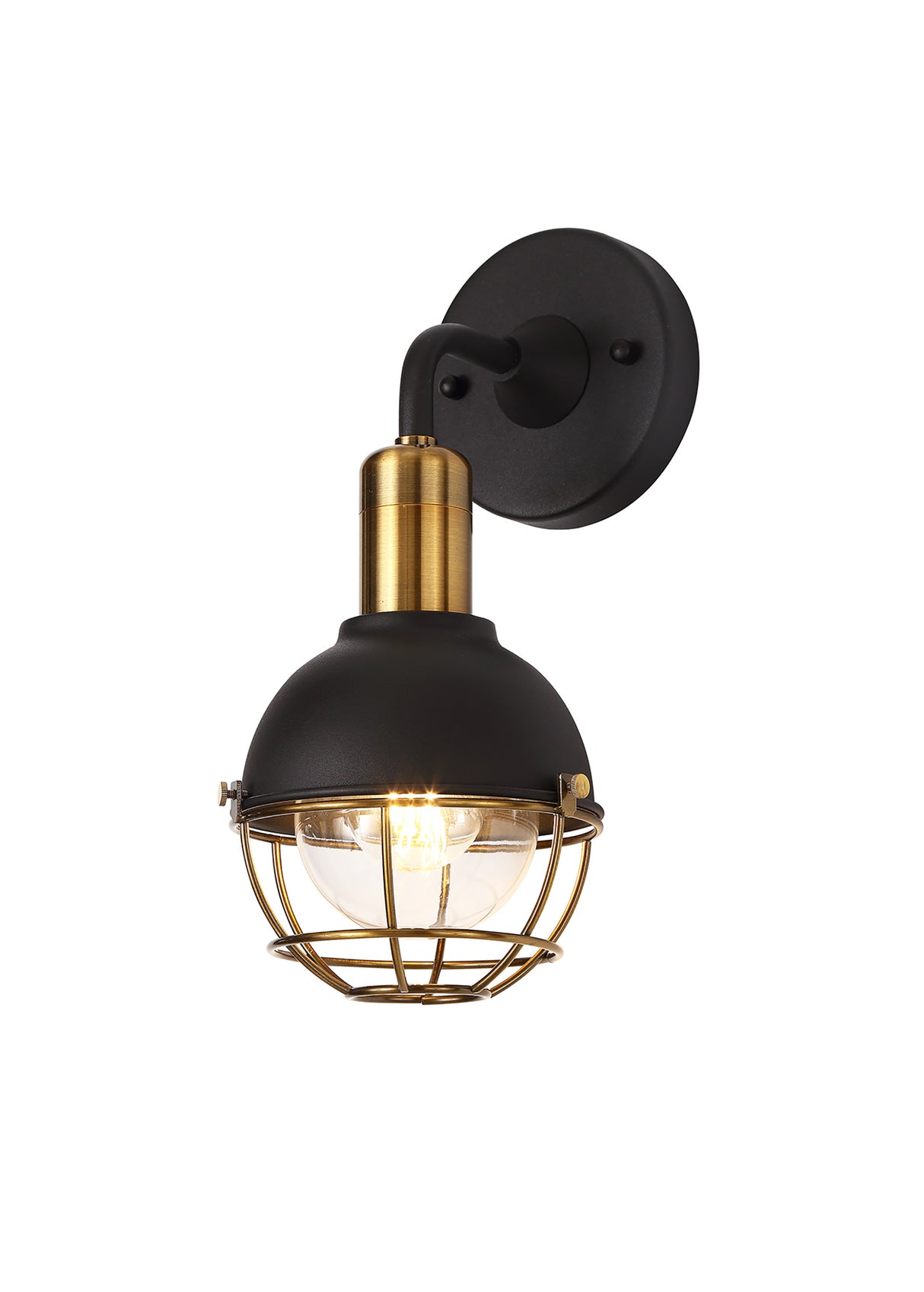 Neil Wall Lamp, 1 Light E27, Sand Black/Brushed Bronze
