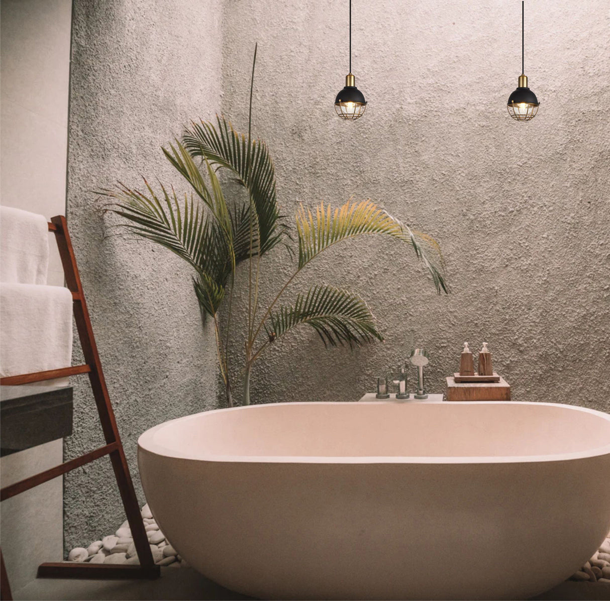 Neil Pendant, 1 Light E27, Sand Black/Brushed Bronze