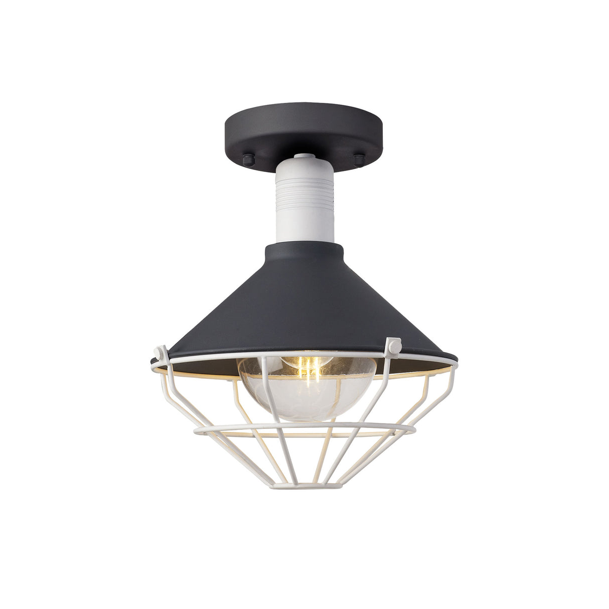 Rush Semi Flush Ceiling, 1 Light E27, IP65, Anthracite/Matt White, 2yrs Warranty