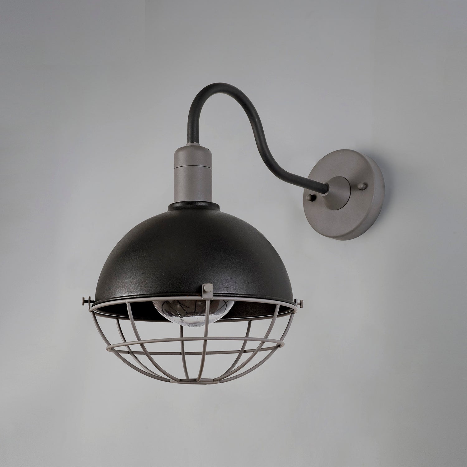 Hegan Wall Lamp, 1 Light E27, IP65, Matt Black/Grey, 2yrs Warranty