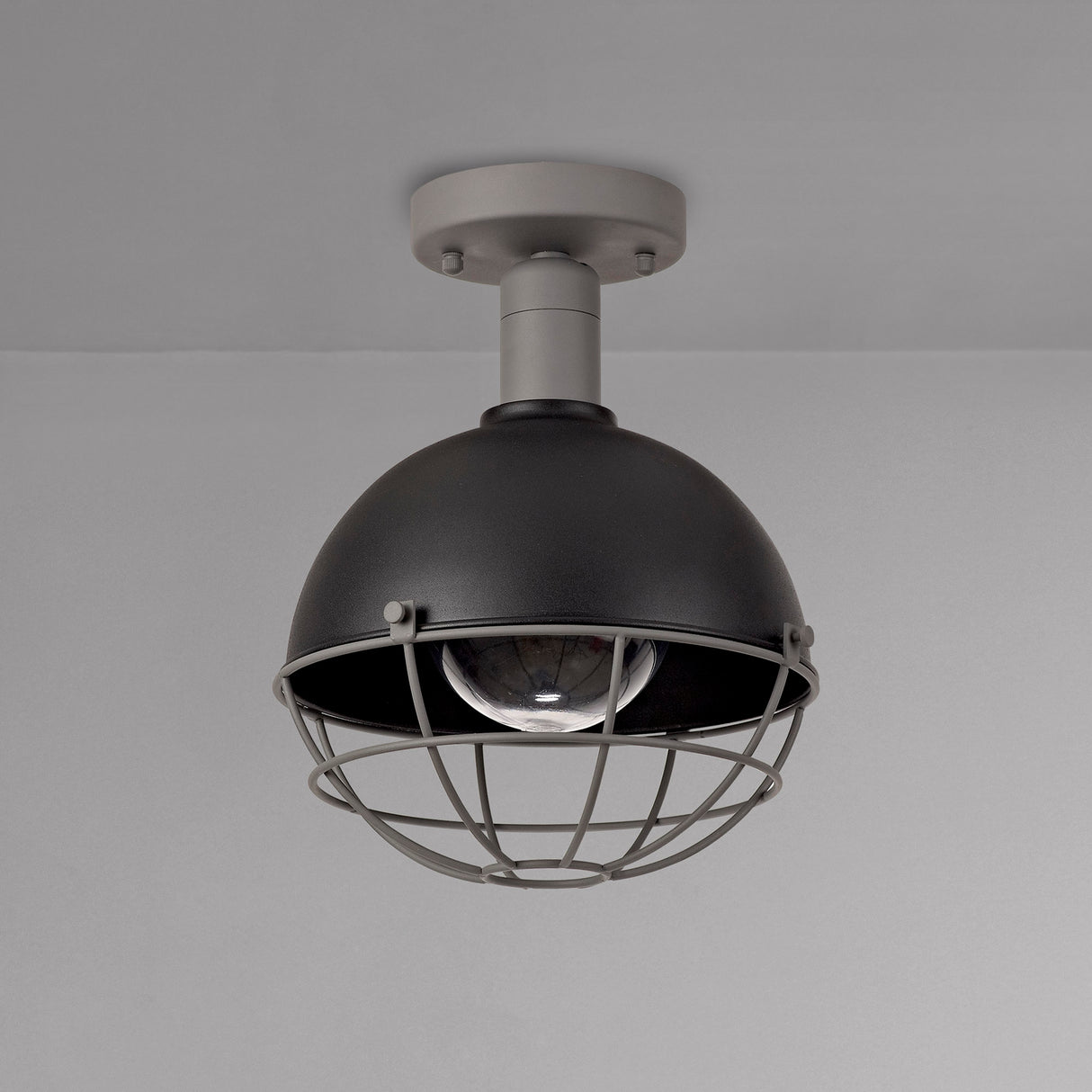 Hegan Ceiling, 1 Light E27, IP65, Matt Black/Grey, 2yrs Warranty