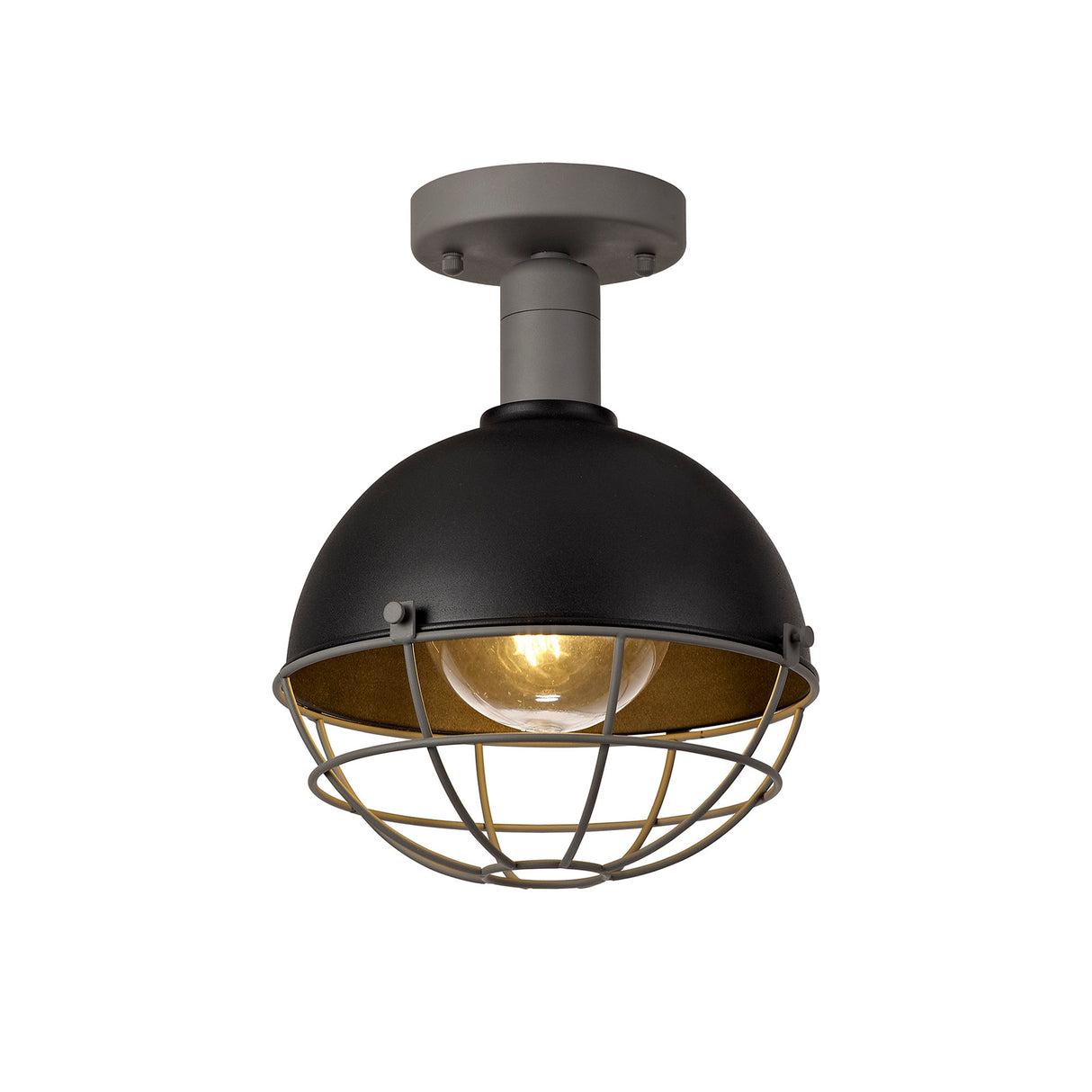 Hegan Ceiling, 1 Light E27, IP65, Matt Black/Grey, 2yrs Warranty
