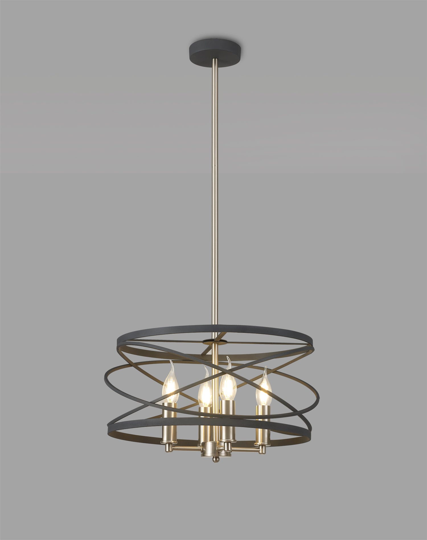 Mooney Pendant/Semi Flush, 4 x E14,Graphite / Satin Nickel