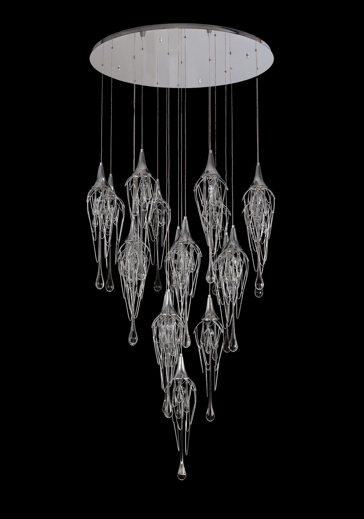 Hughes Pendant Round 5m, 18 x GU10, Polished Chrome Item Weight: 25.3kg