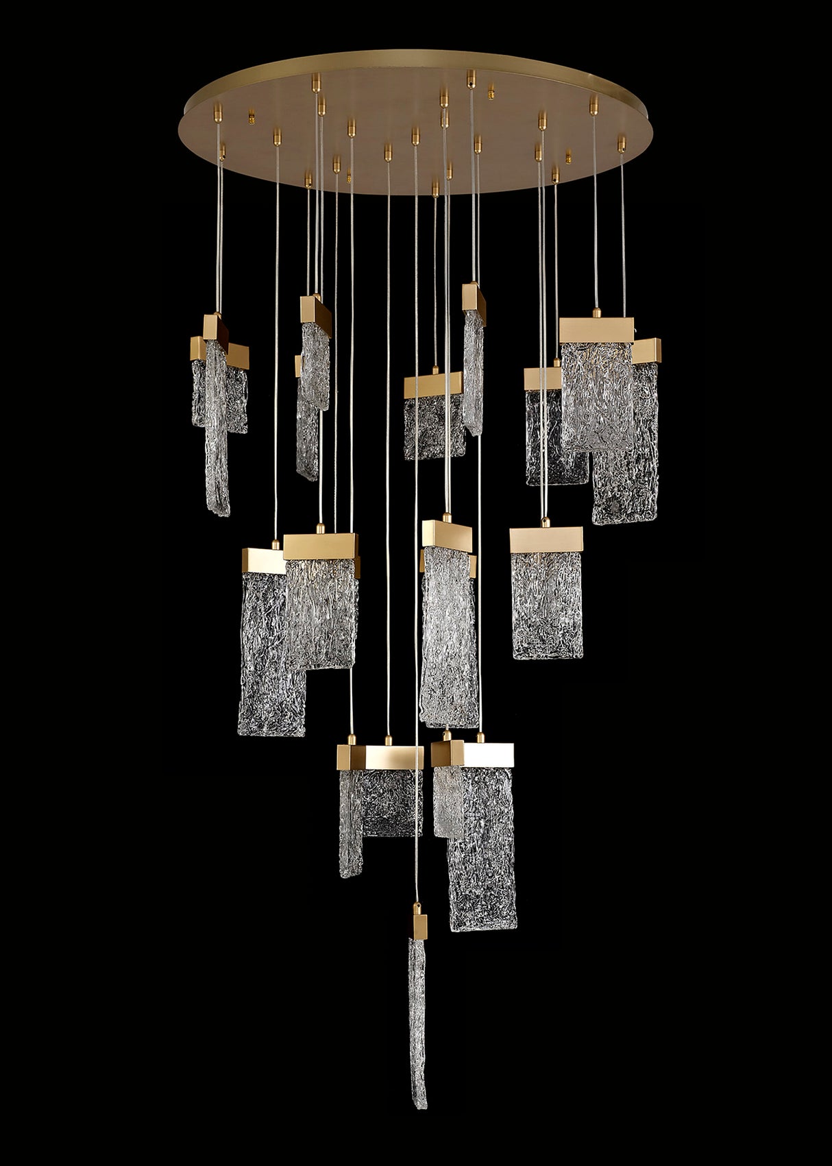 Brodie Pendant Round 5m, 21 x 4.5W LED, 3000K, 3360lm, Painted Brushed Gold, 3yrs Warranty Item Weight: 34.2kg