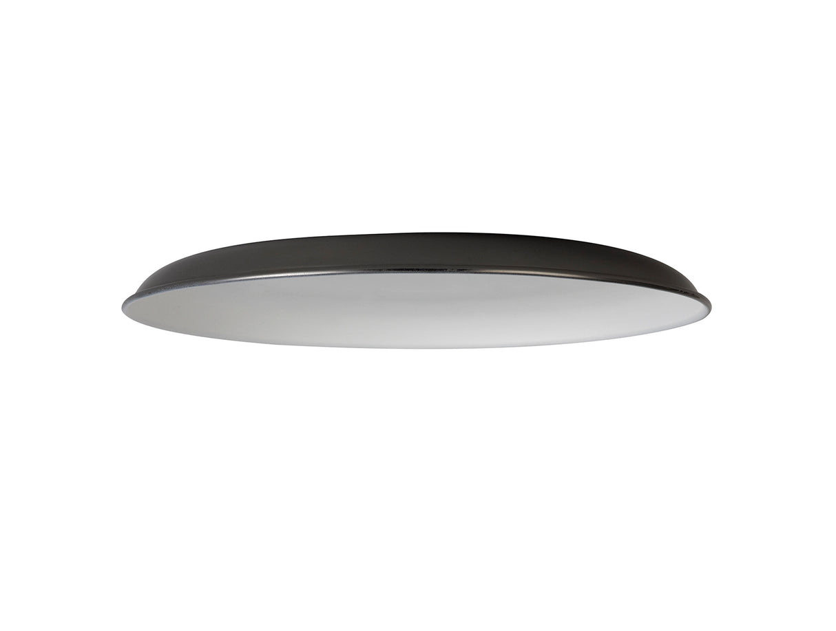 Robson Round Flat Metal 35cm Lampshade, Black Chrome