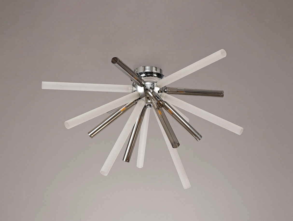 Hamilton Semi Flush 8 Light G9, Smoked & Frosted/Polished Chrome