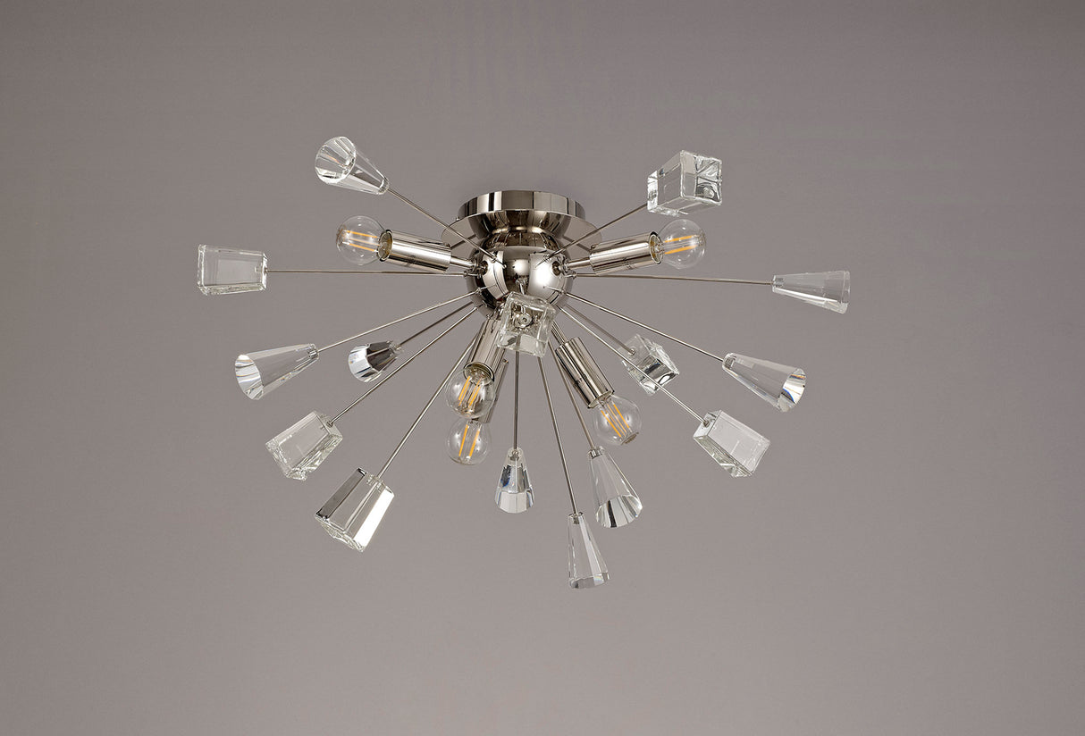Rogan Ceiling Sputnik , 6 Light E14, Polished Nickel/Crystal