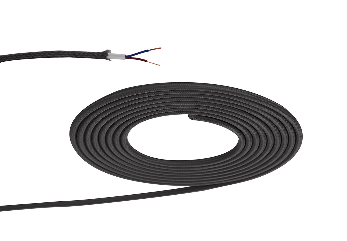 Robson 1m Grey Braided 2 Core 0.75mm Cable VDE Approved (qty ordered will be supplied as one continuous length)