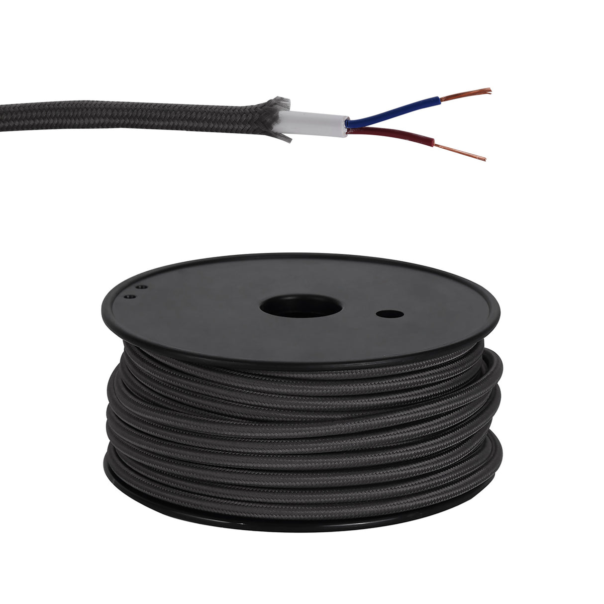 Robson 25m Roll Grey Braided 2 Core 0.75mm Cable VDE Approved