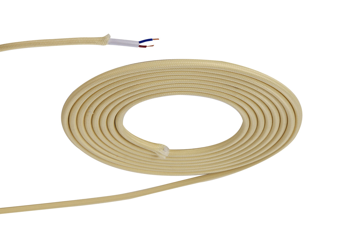Robson 1m Beige Braided 2 Core 0.75mm Cable VDE Approved (qty ordered will be supplied as one continuous length)