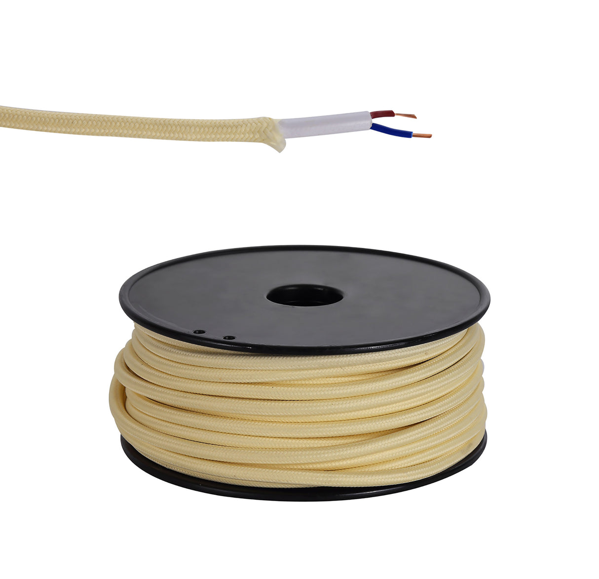 Robson 25m Roll Beige Braided 2 Core 0.75mm Cable VDE Approved