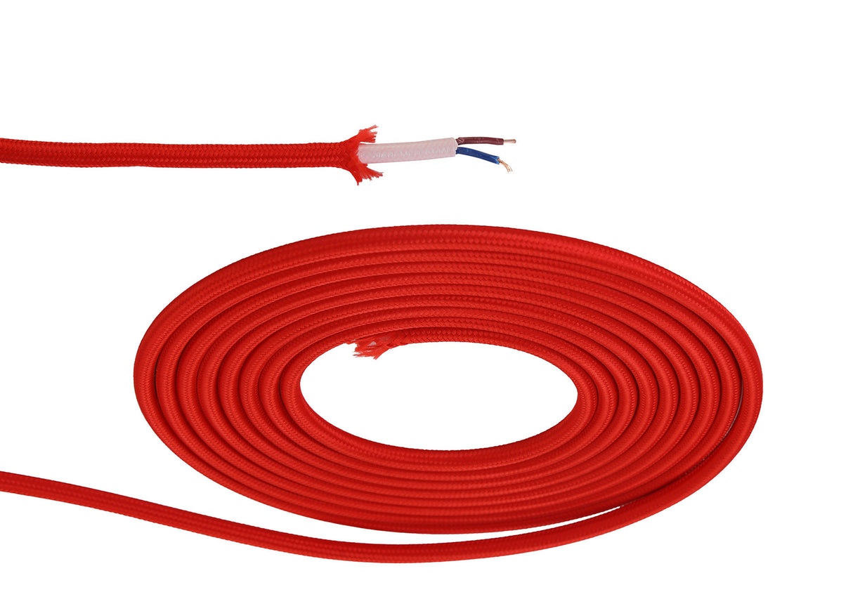 Robson 1m Red Braided 2 Core 0.75mm Cable VDE Approved (qty ordered will be supplied as one continuous length)