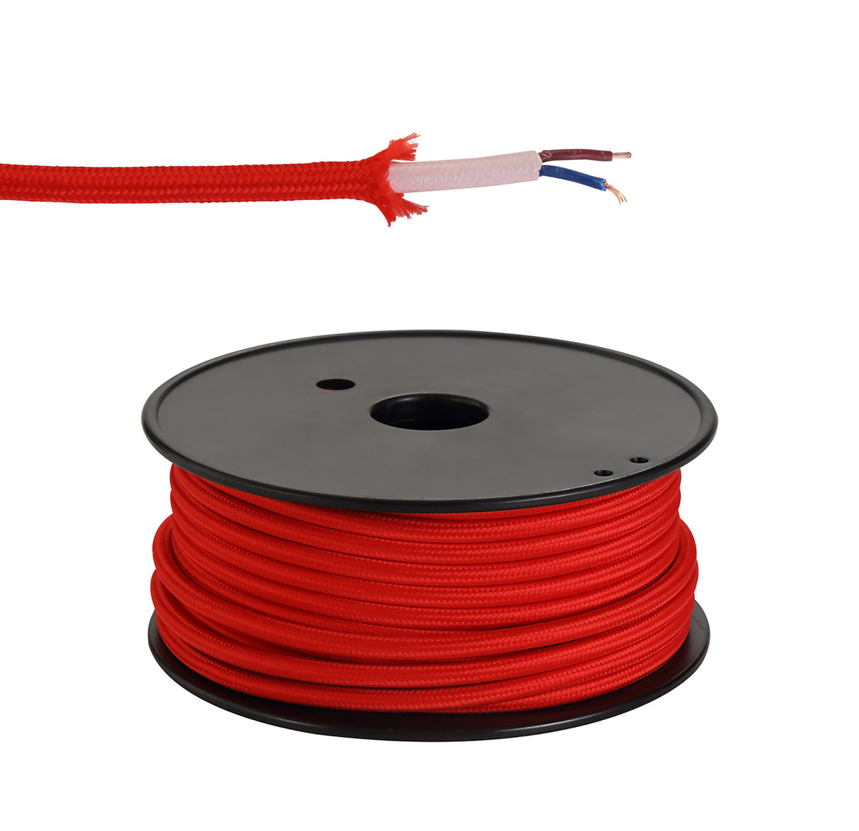 Robson 25m Roll Red Braided 2 Core 0.75mm Cable VDE Approved