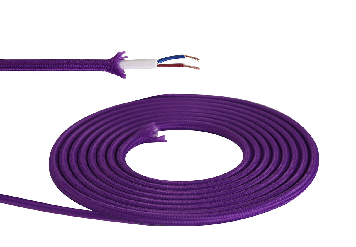 Robson 1m Purple Braided 2 Core 0.75mm Cable VDE Approved (qty ordered will be supplied as one continuous length)
