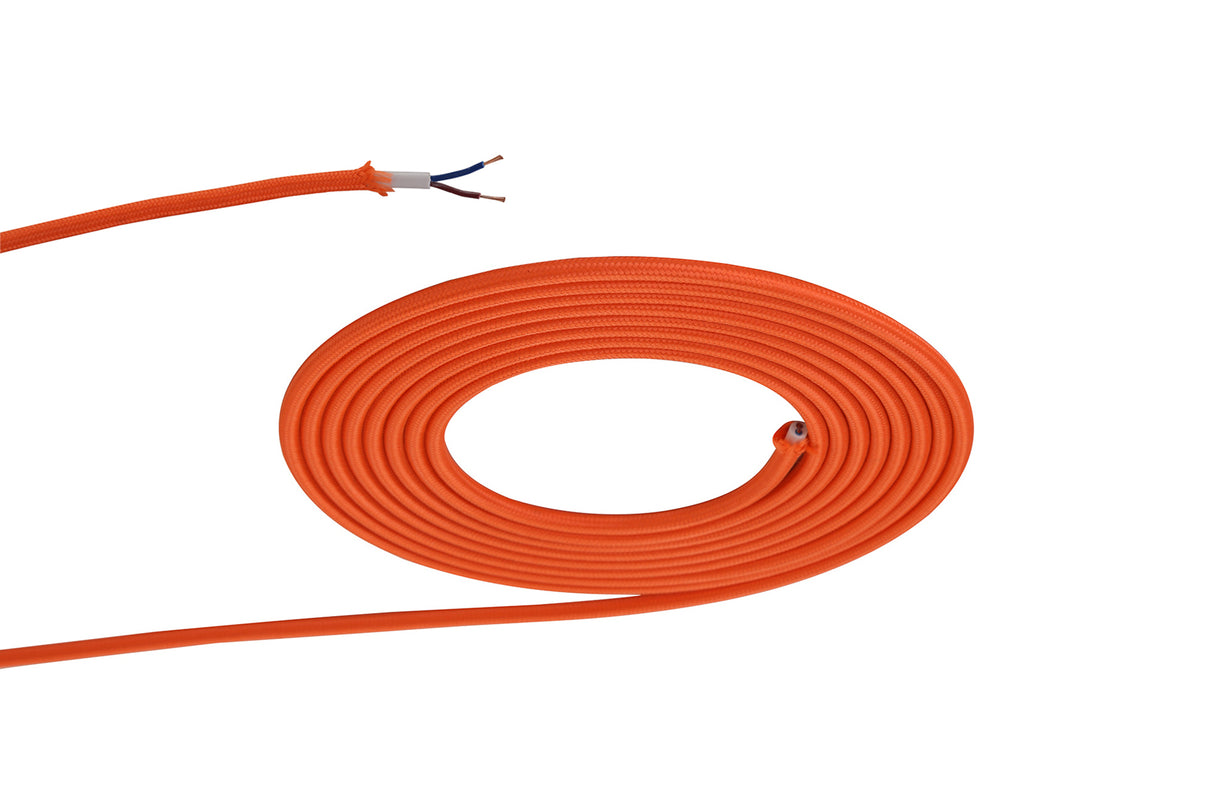 Robson 1m Orange Braided 2 Core 0.75mm Cable VDE Approved (qty ordered will be supplied as one continuous length)