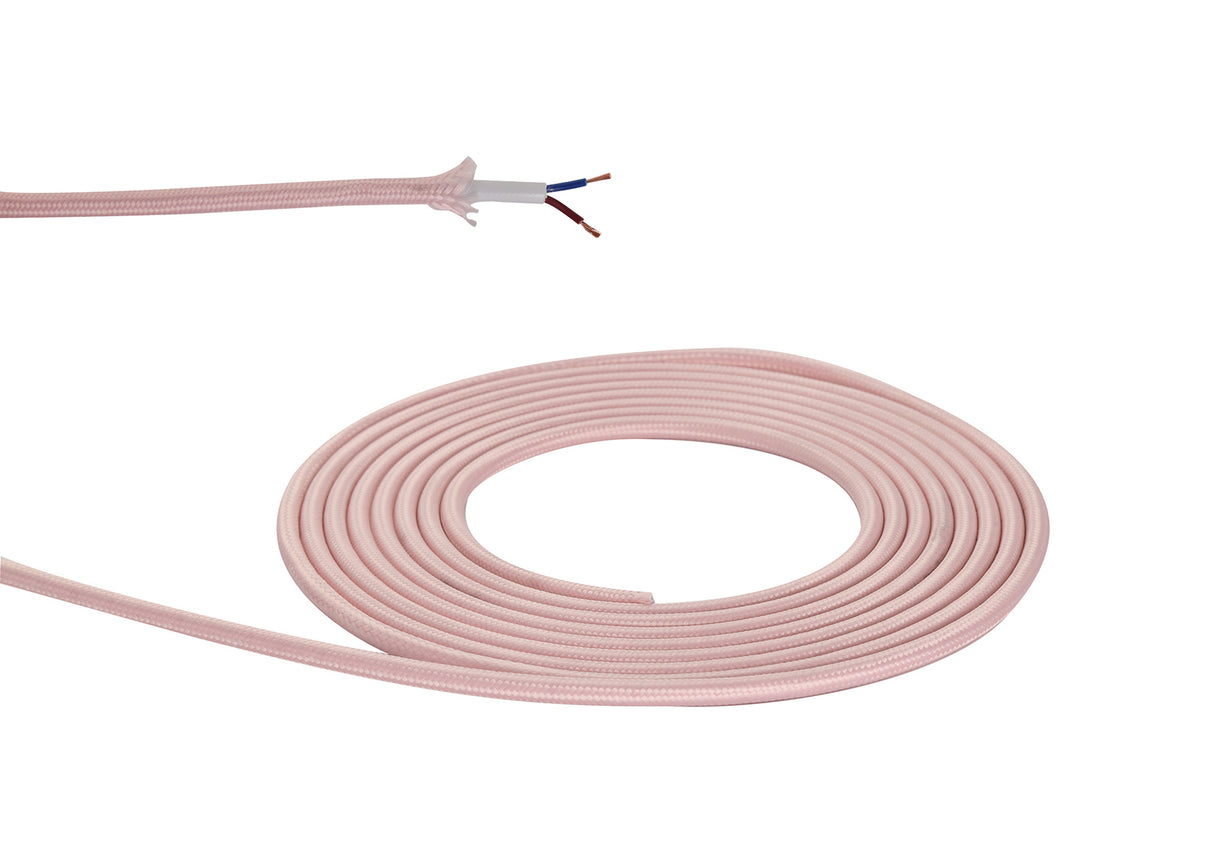 Robson 1m Pink Braided 2 Core 0.75mm Cable VDE Approved (qty ordered will be supplied as one continuous length)