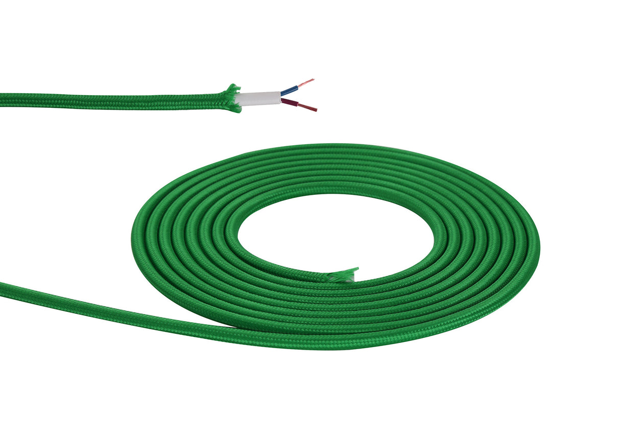 Robson 1m Bottle Green Braided 2 Core 0.75mm Cable VDE Approved (qty ordered will be supplied as one continuous length)