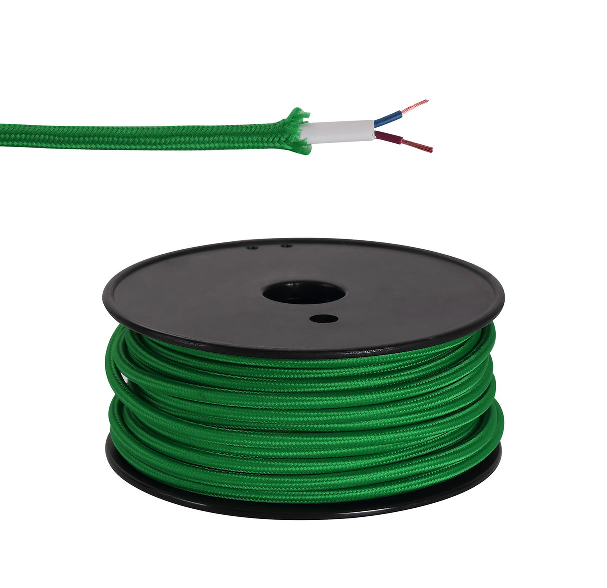 Robson 25m Roll Bottle Green Braided 2 Core 0.75mm Cable VDE Approved