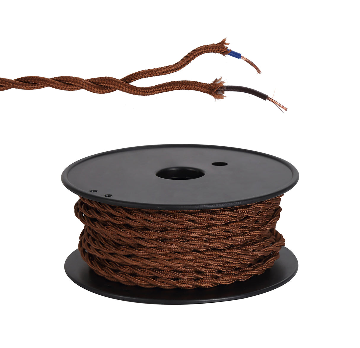 Robson 25m Roll Dark Brown Braided Twisted 2 Core 0.75mm Cable VDE Approved