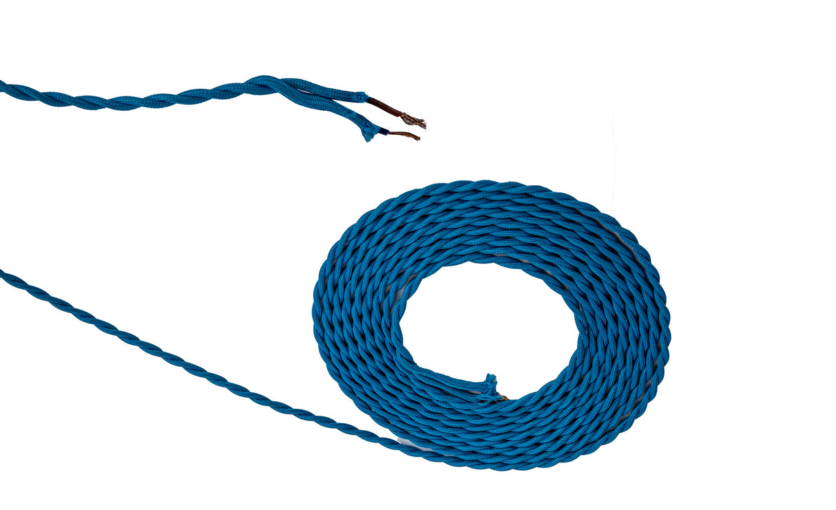 Robson 1m Blue Braided Twisted 2 Core 0.75mm Cable VDE Approved (qty ordered will be supplied as one continuous length)