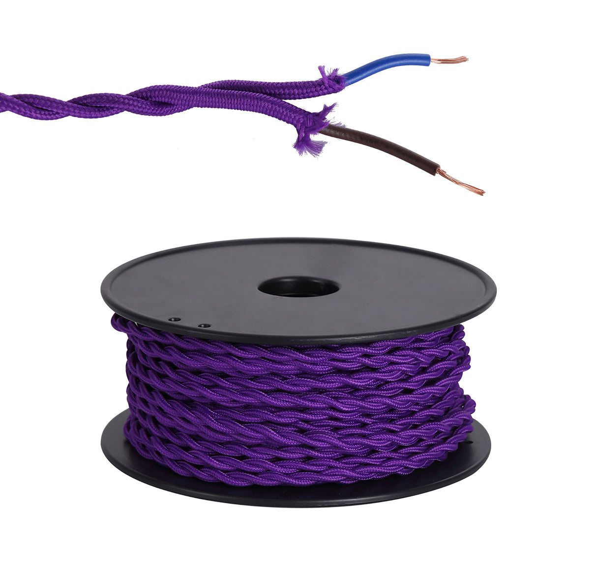 Robson 25m Roll Purple Braided Twisted 2 Core 0.75mm Cable VDE Approved