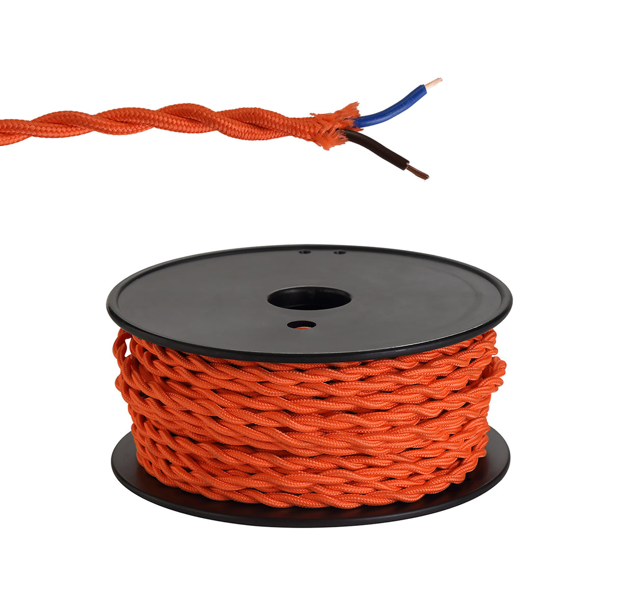 Robson 25m Roll Orange Braided Twisted 2 Core 0.75mm Cable VDE Approved