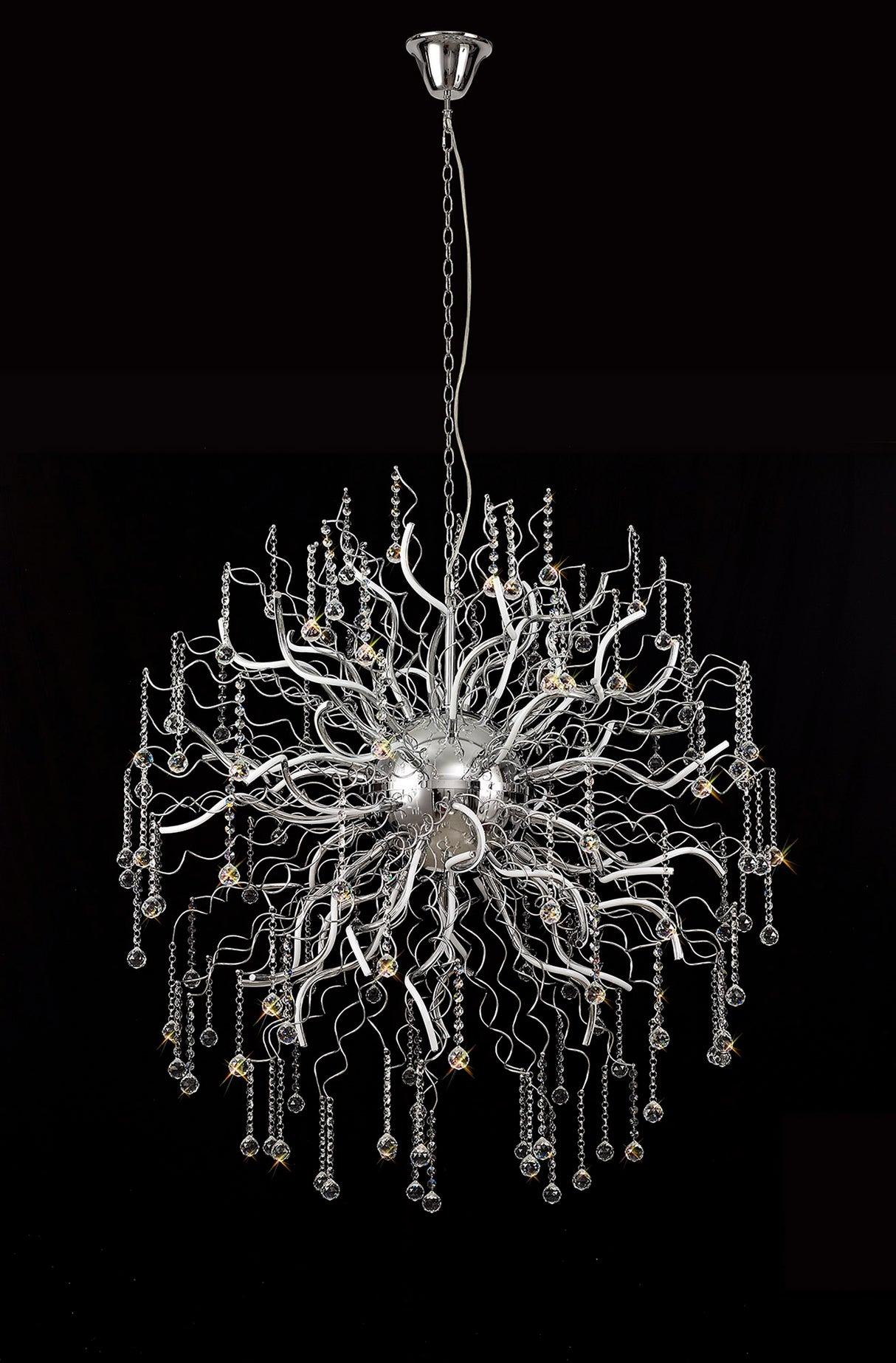 Irons Dimmable Pendant, 40 x 3.4W LED, 3000K, 10500lm, Polished Chrome, 3yrs Warranty Item Weight: 21.5kg