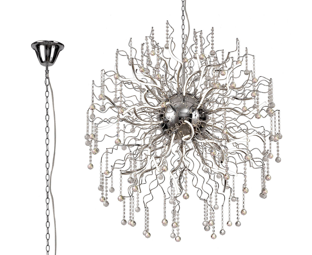 Irons Dimmable Pendant, 40 x 3.4W LED, 3000K, 10500lm, Polished Chrome, 3yrs Warranty Item Weight: 21.5kg