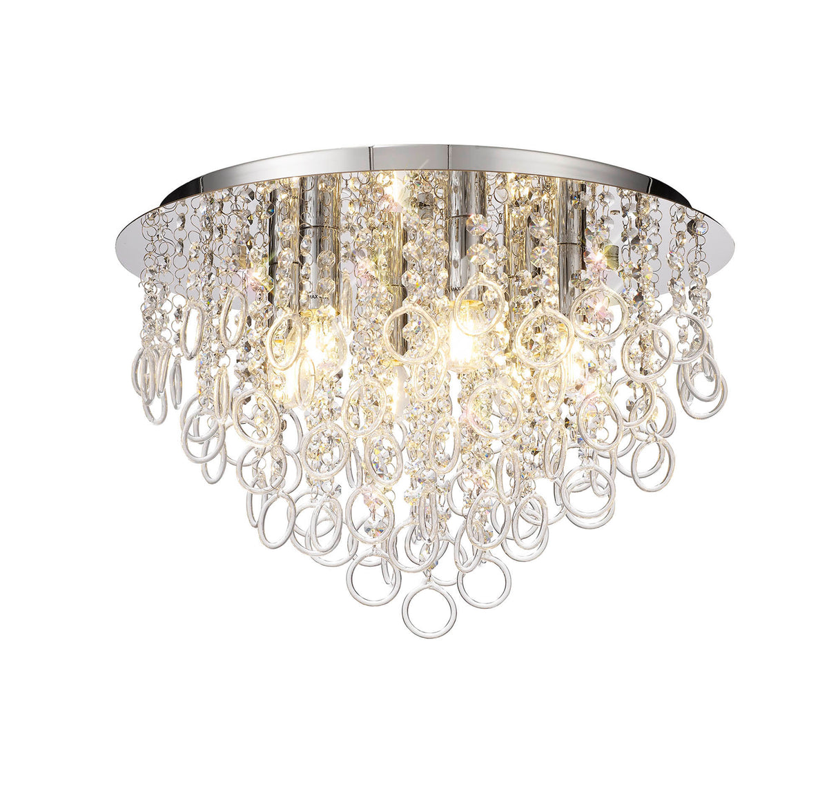 Murray Ceiling, 6 Light E14, Polished Chrome/Crystal