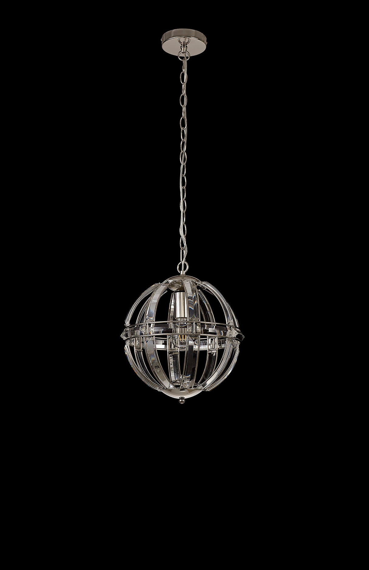 Ellison Small Round Pendant, 1 Light E27, Polished Nickel