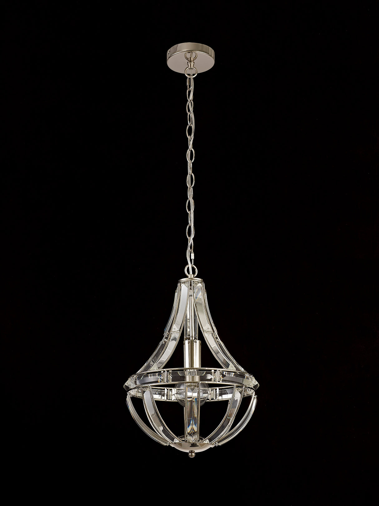 Ellison Teardrop Pendant, 1 Light E27, Polished Nickel