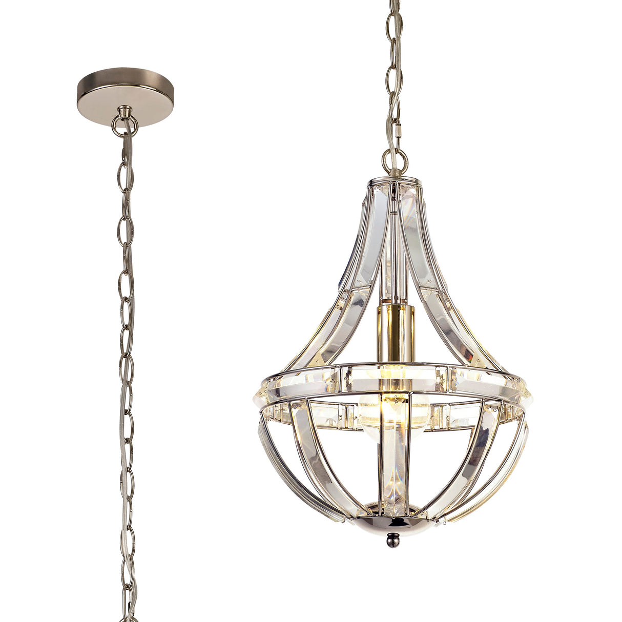 Ellison Teardrop Pendant, 1 Light E27, Polished Nickel