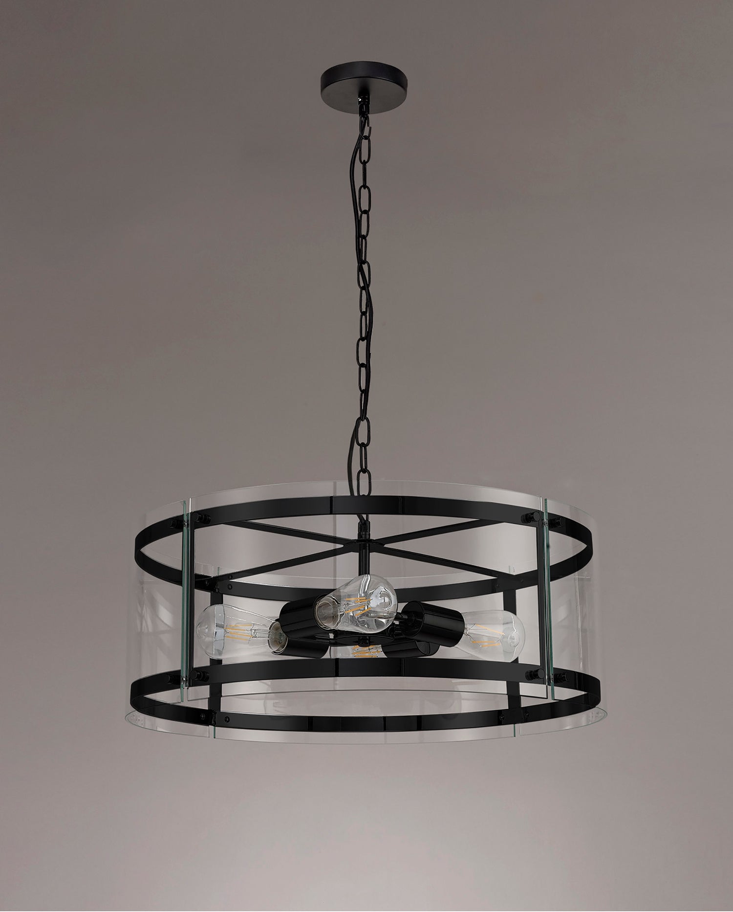 Stuckey Pendant, 4 Light E27, Matt Black