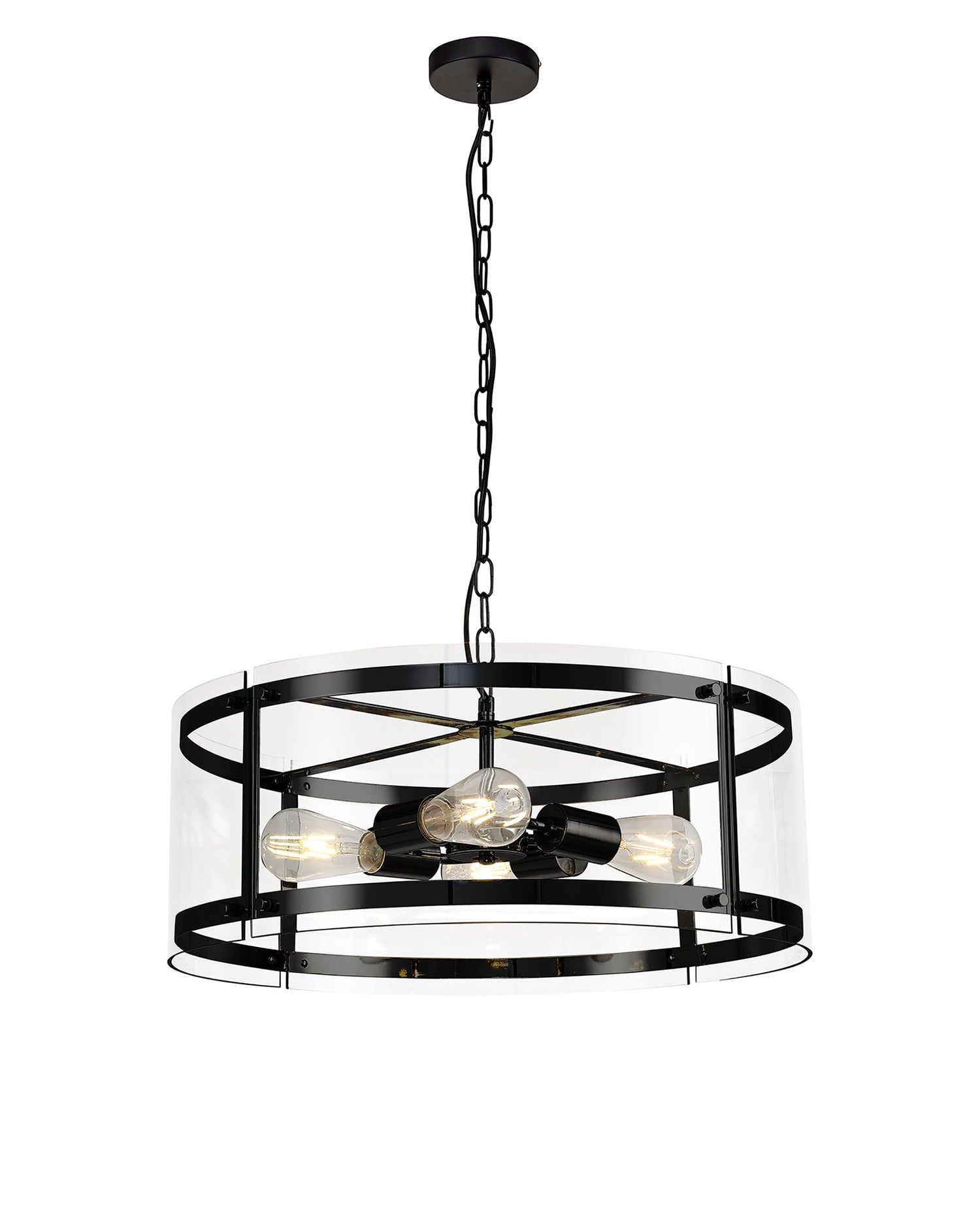 Stuckey Pendant, 4 Light E27, Matt Black