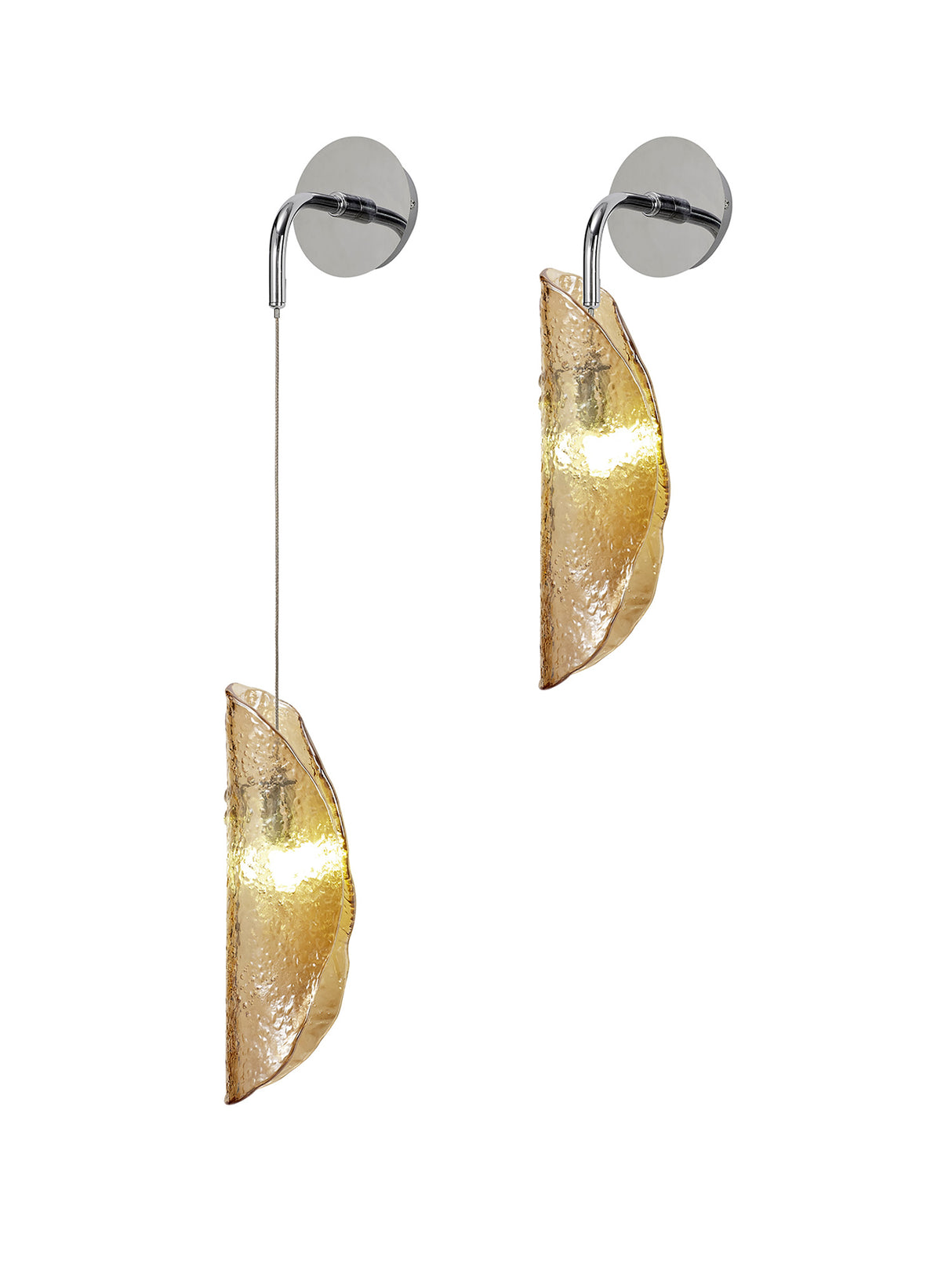 Young Wall Light, 1 x G9, Polished Chrome/Amber Glass