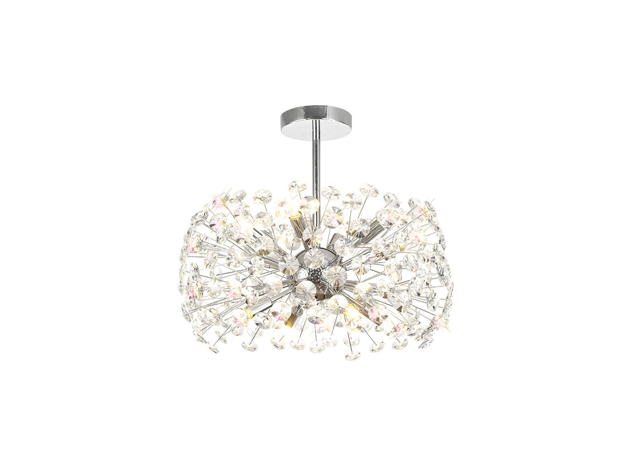 Byrne Semi Flush Pendant 8 Light G9 Polished Chrome/Crystal