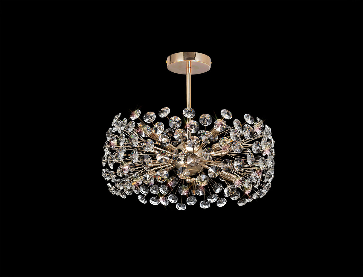 Byrne Semi Flush Pendant 8 Light G9 French Gold/Crystal
