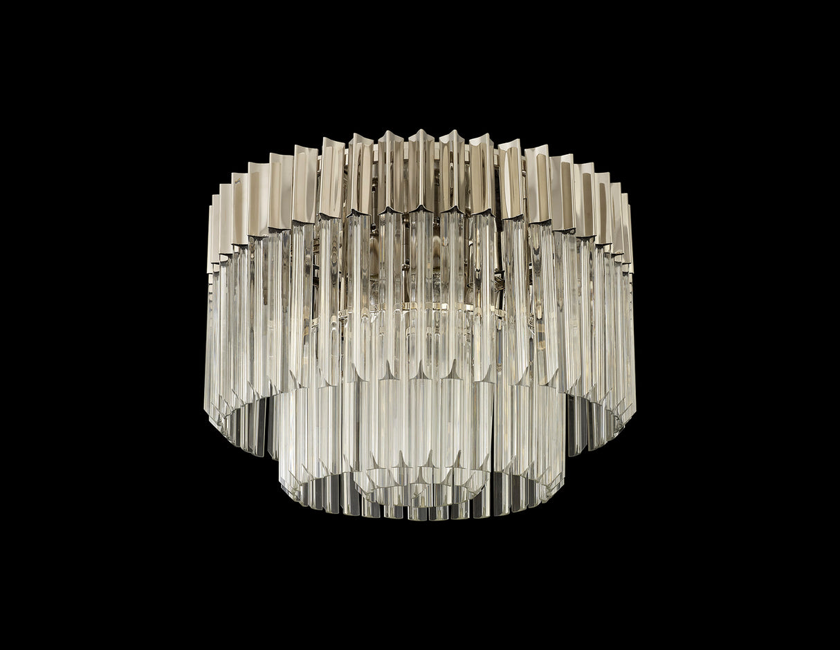 Longhorn 60cm Ceiling Round 7 Light E14, Polished Nickel/Clear Sculpted Glass,Item Weight: 15.3kg