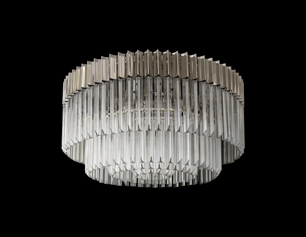 Longhorn 80cm Ceiling Round 12 Light E14, Polished Nickel/Clear Sculpted Glass, Item Weight: 28.4kg