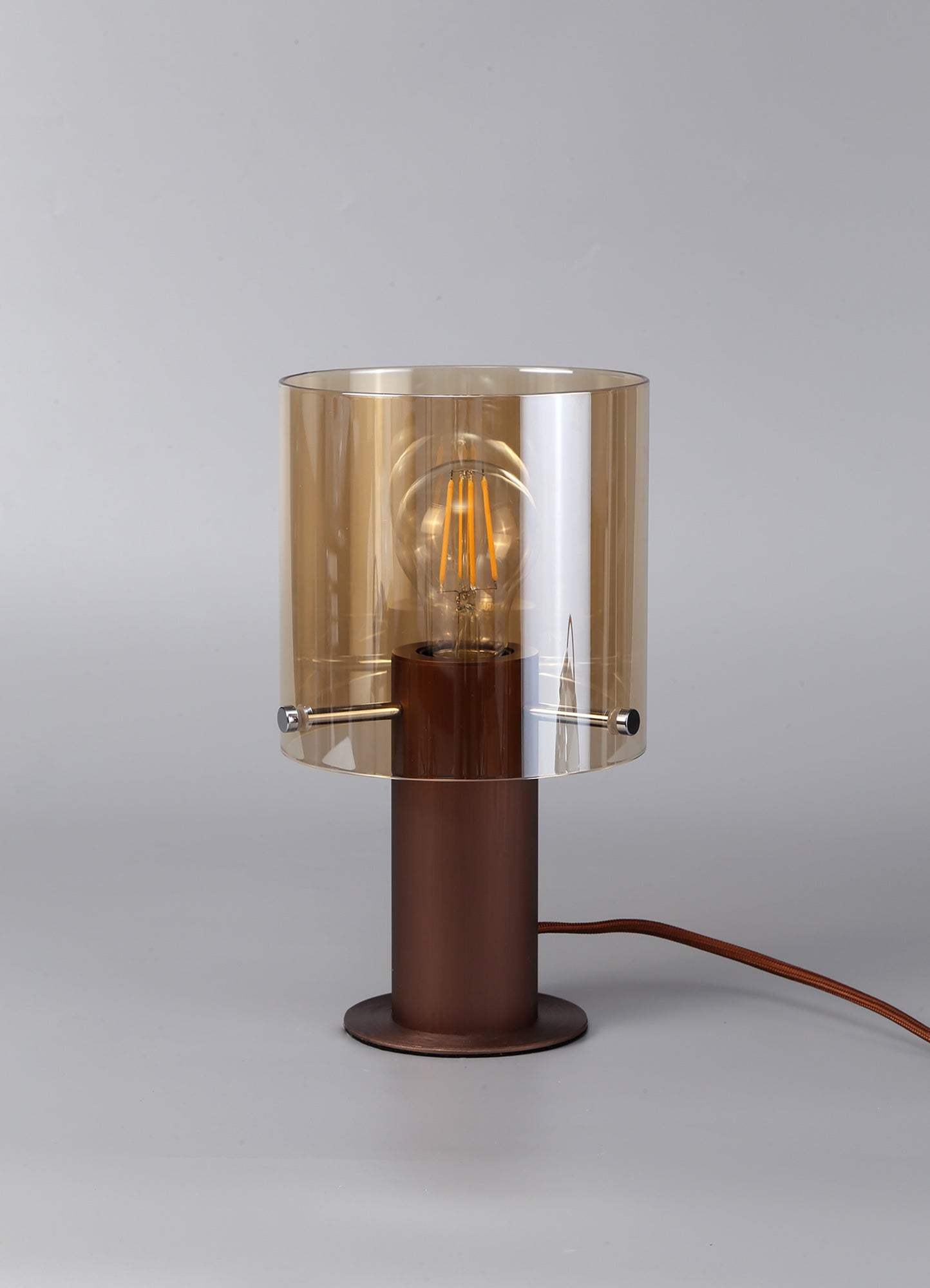 Chisholm Table Lamp, 1 Light Table Lamp E27, Mocha/Amber Glass